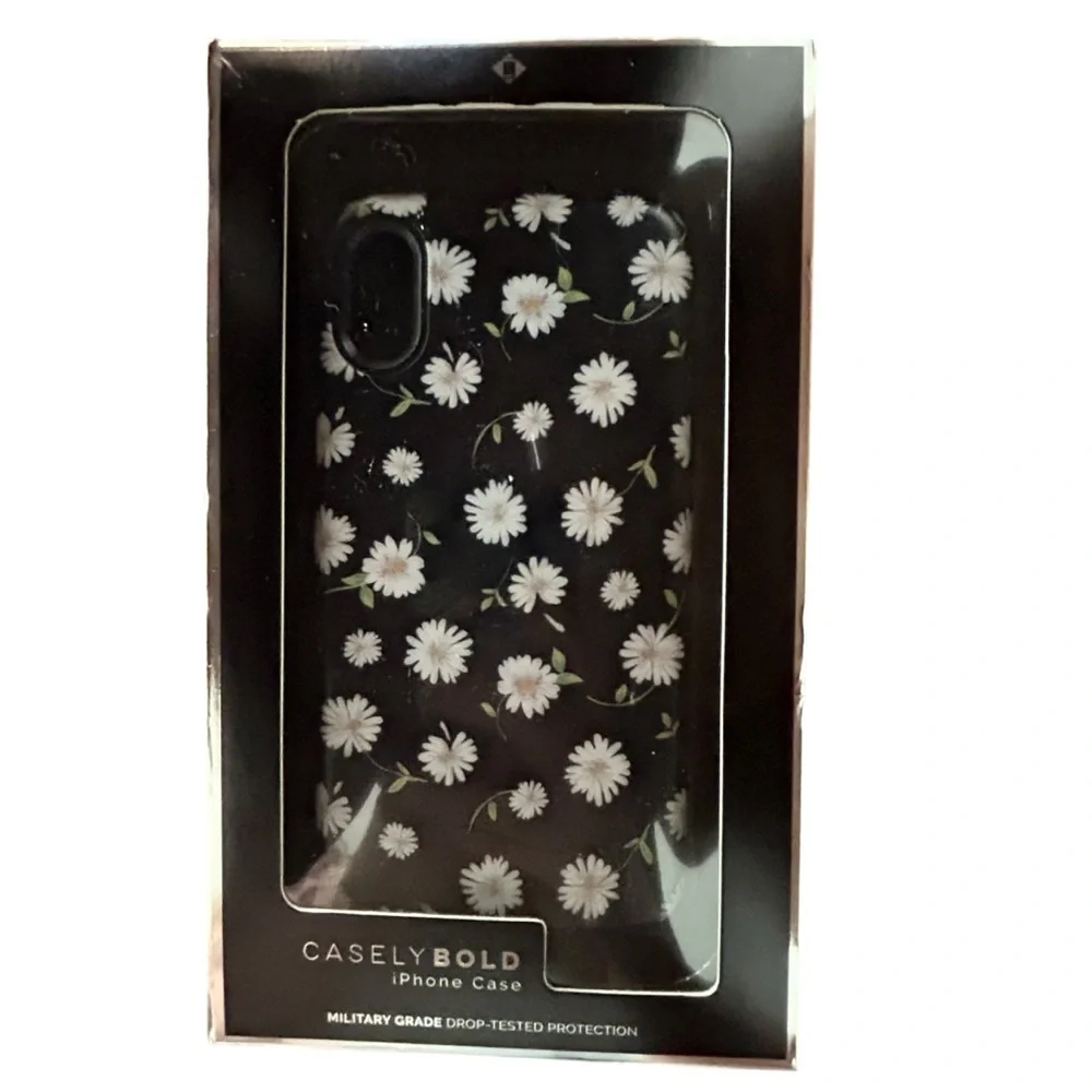 NEW Casely Bold iPhone X Case Black with daisies